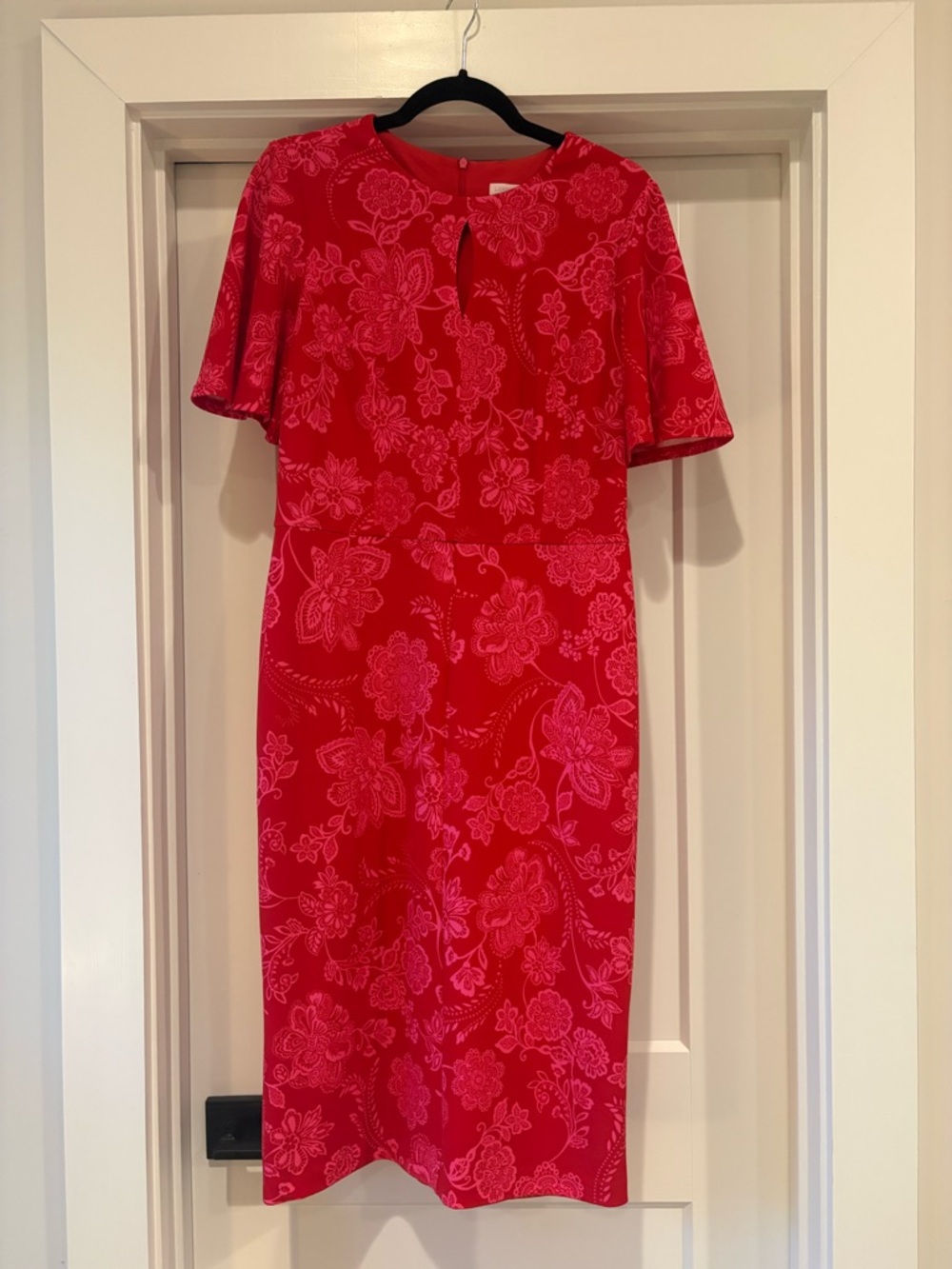 London Times Red Floral Sheath Dress - Elegant Day-to-Evening Style Size US 8.